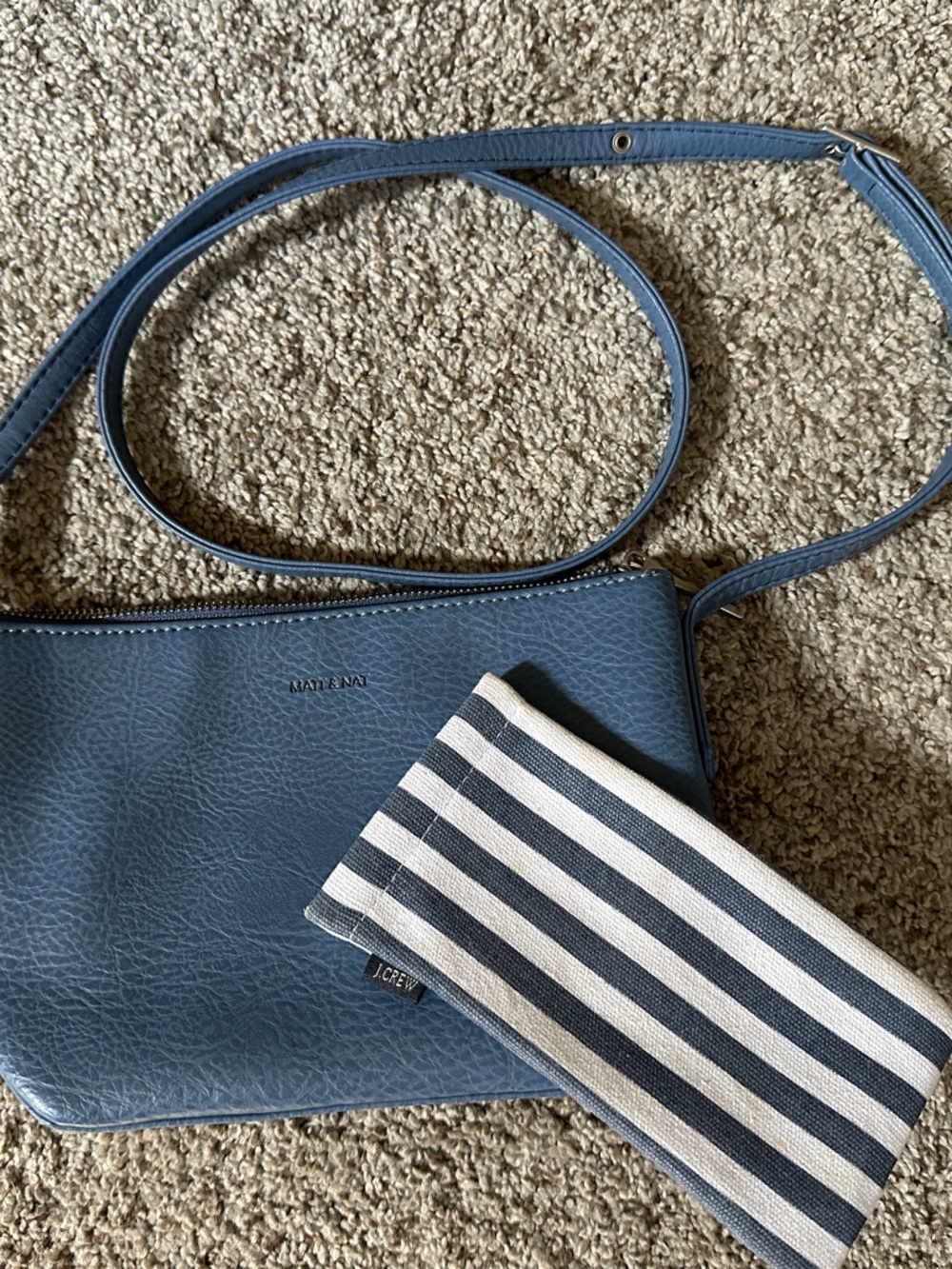Matt & Nat Blue Crossbody with Striped Pouch